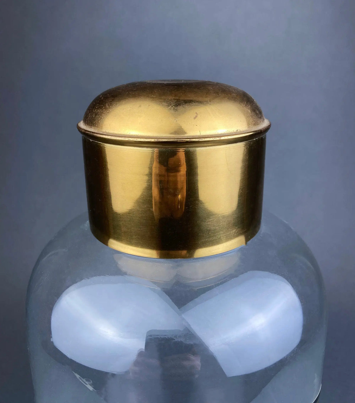 Vintage Apothecary Jars | 14 Inch Tall | Brass Caps | Set Of Two