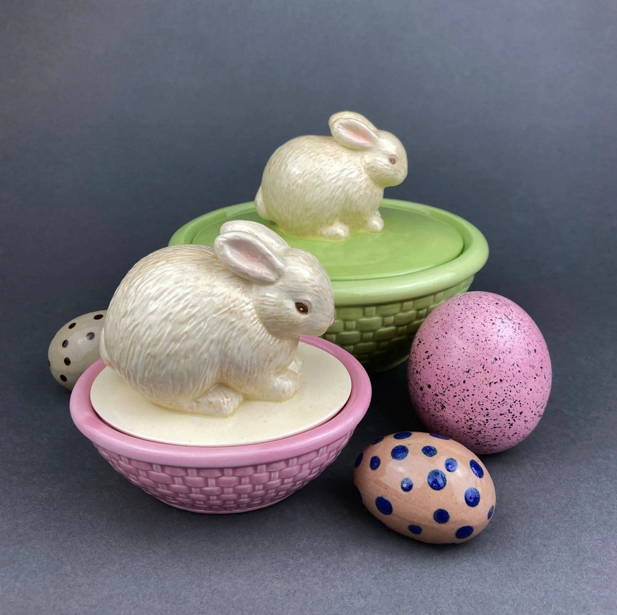 Couple of White Bunnies | Porcelain Rabbit Figurines | Set of 2 | Collectors & Hosts