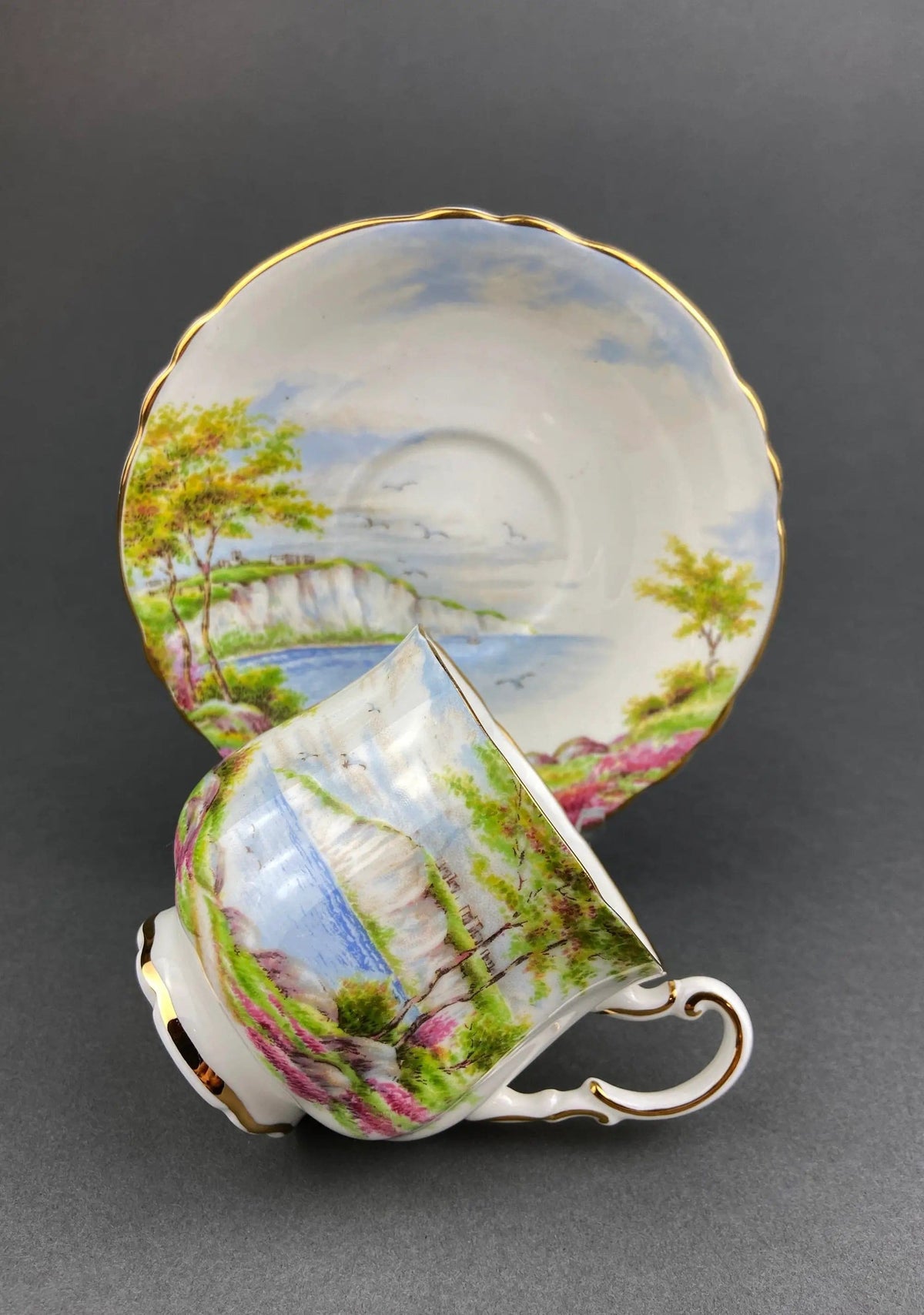 Tea Cup And Saucer | Royal Vale | English Cottage Garden | Plum Pattern