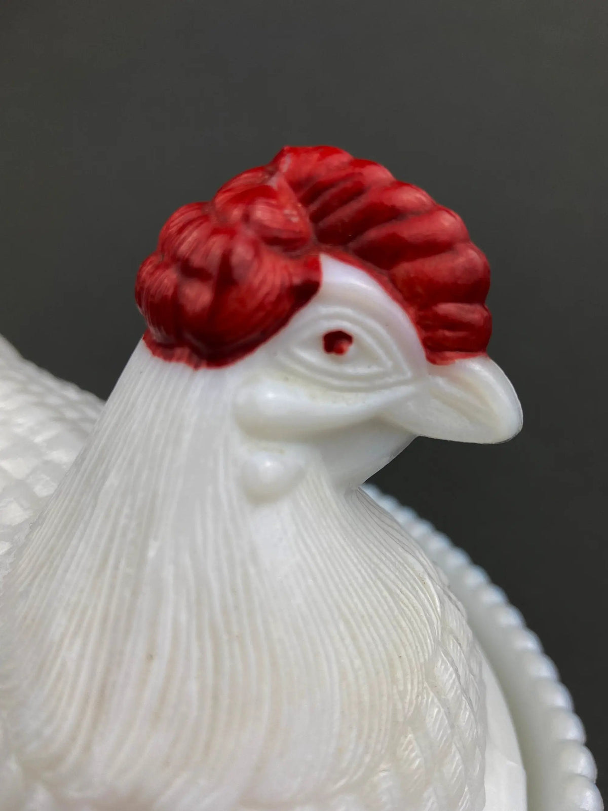 Milk Glass Rooster Covered Bowl | Lidded Butter Dish | 5.5 Inches | White