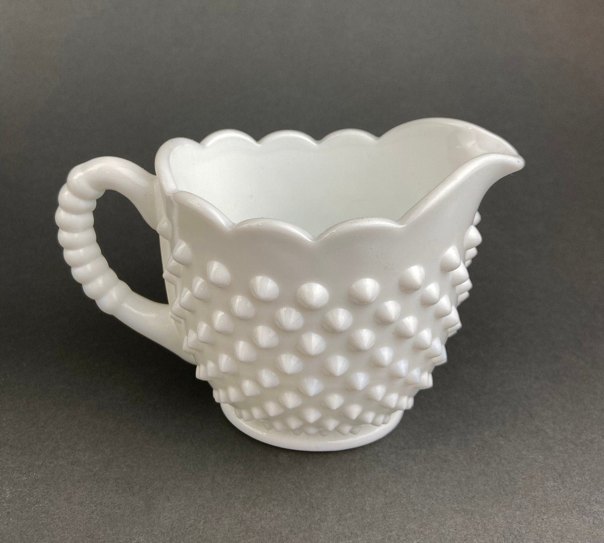 Vintage Milk Glass Creamer | Hobnail Scalloped Sauce Dish | Collectible Vintage | Collectors & Hosts