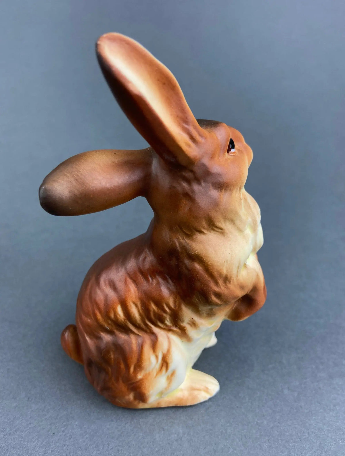 Vintage Bunny Figurines | Hand Painted Porcelain | Brown Pair | 4 To 5 Inches