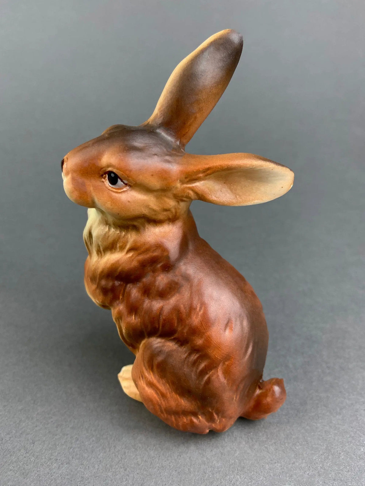 Vintage Bunny Figurines | Hand Painted Porcelain | Brown Pair | 4 To 5 Inches