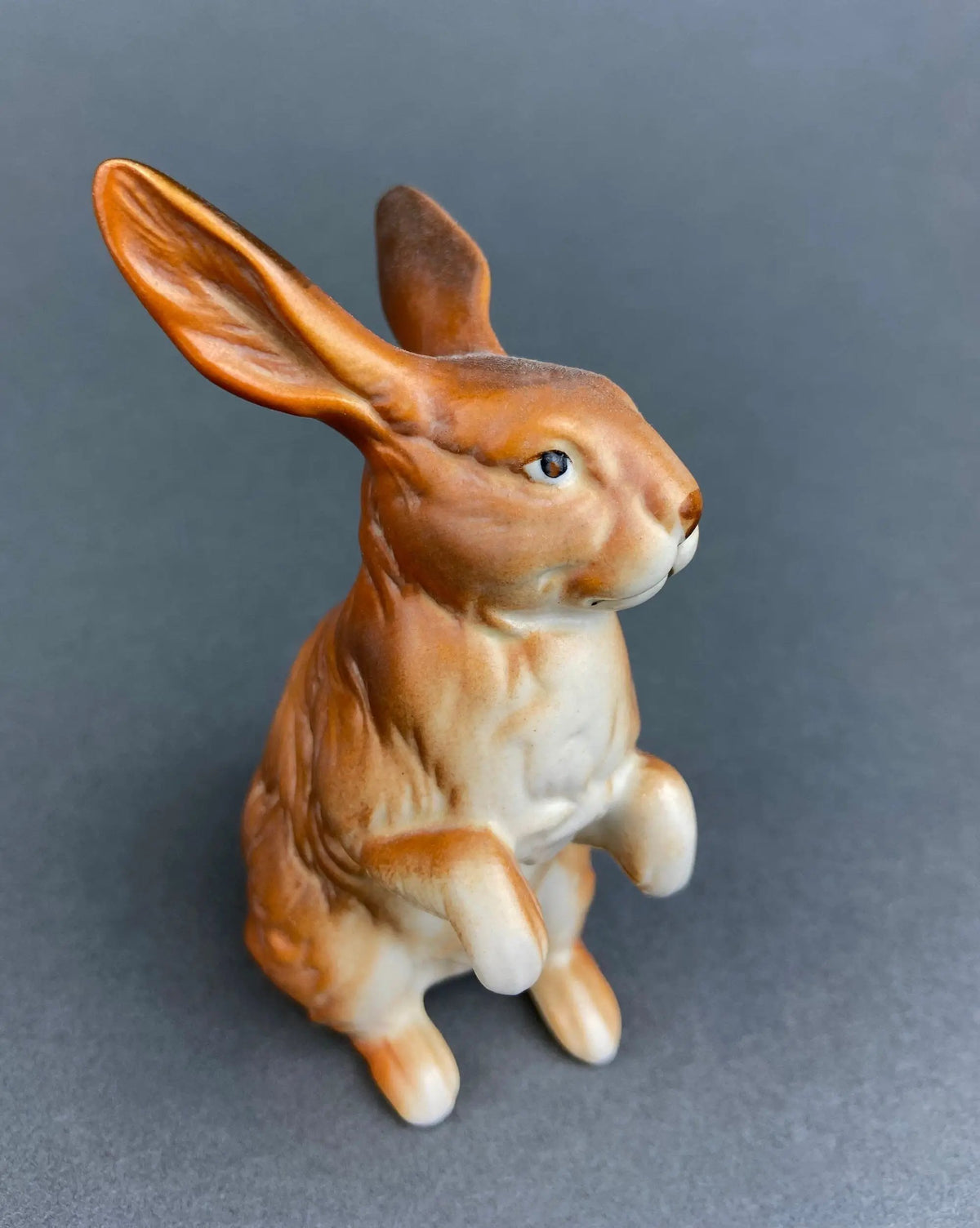 Vintage Bunny Figurines | Hand Painted Porcelain | Brown Pair | 4 To 5 Inches