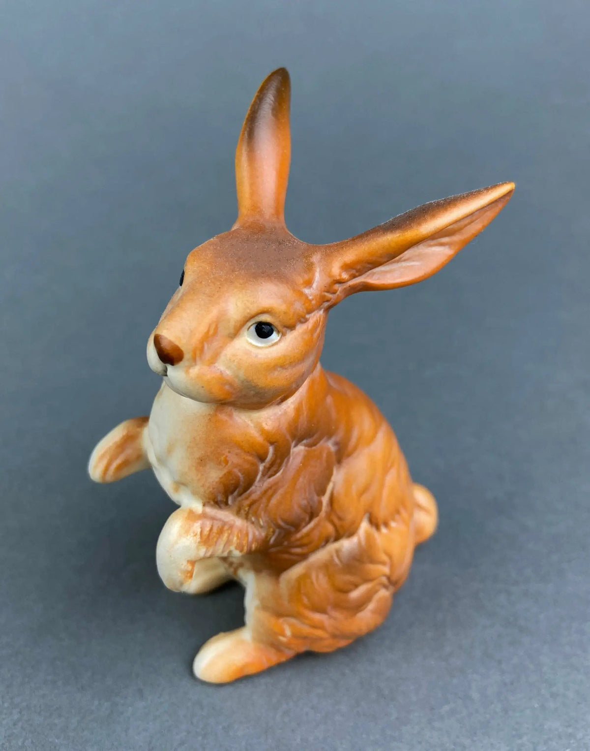 Vintage Bunny Figurines | Hand Painted Porcelain | Brown Pair | 4 To 5 Inches
