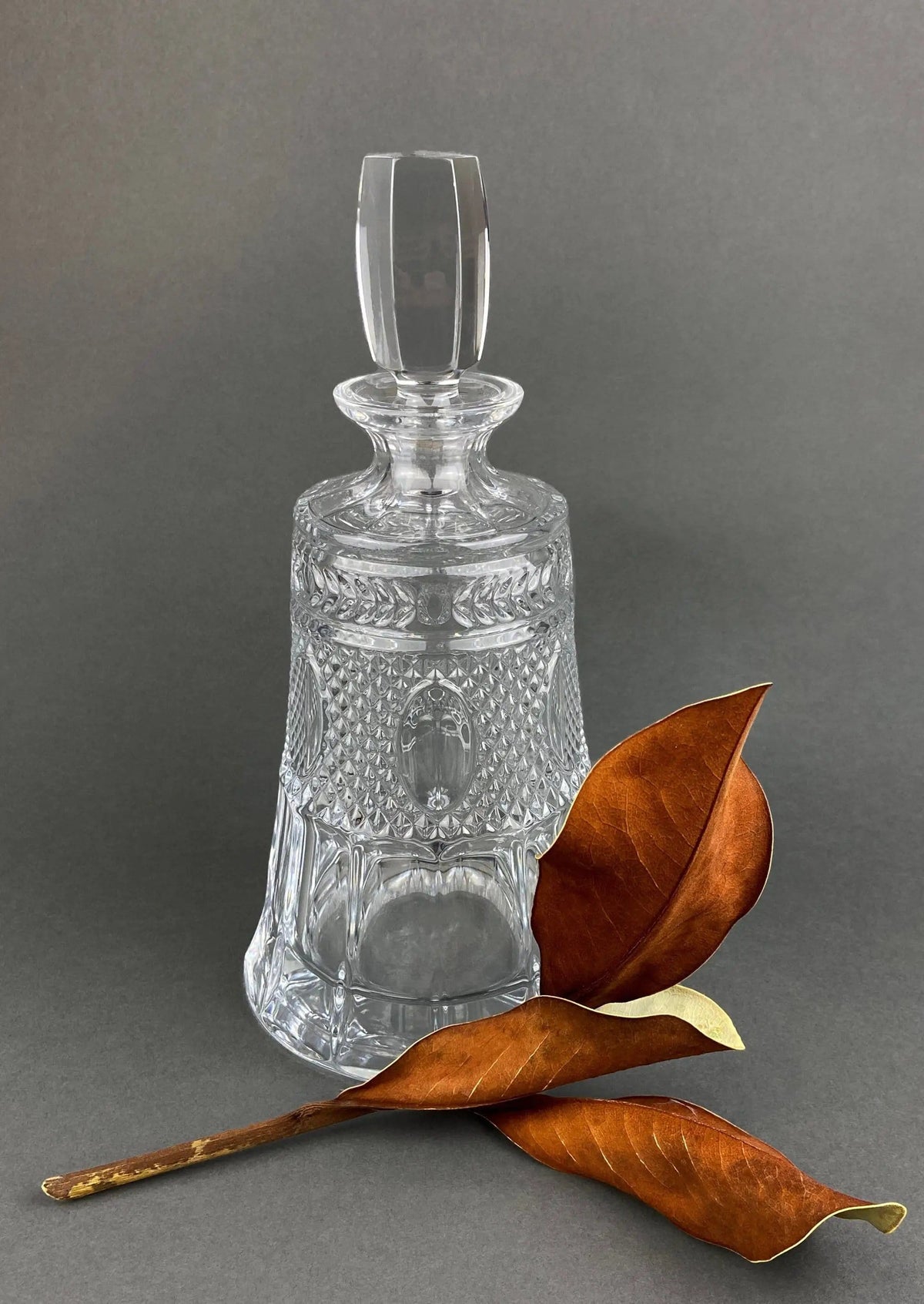 Green Crystal Decanter with Clear Stopper | Minimal Crystal Carafe | Office Decor | Gift for Dad