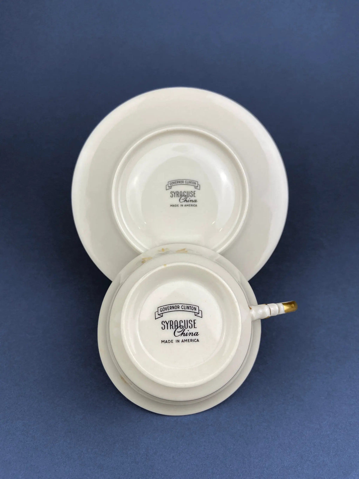 Vintage Cups and Saucers by Syracuse China | Governor Clinton Pattern | Set of 5 Tea Cups | Collectors & Hosts