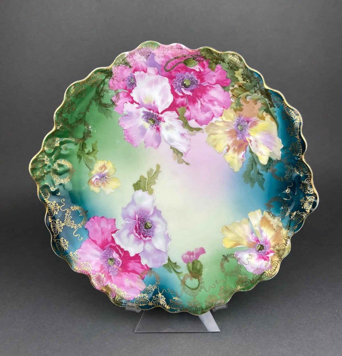 Antique Plate and Bowl by Milton, Imperial Vienna | Hand-Painted Tea Roses | Collectible Dessert Plate and Serving Bowl | Collectors & Hosts