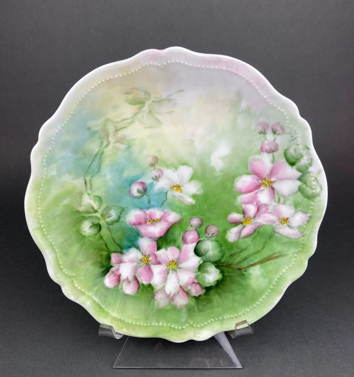 Antique Plate and Bowl by Milton, Imperial Vienna | Hand-Painted Tea Roses | Collectible Dessert Plate and Serving Bowl | Collectors & Hosts