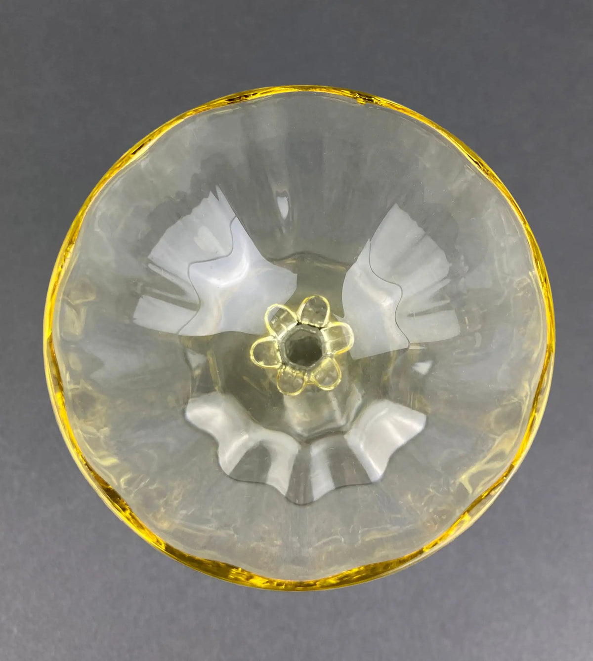 Champagne Glasses | Set Of Six | Light Yellow Topaz | Low Sherbet Gold Rim