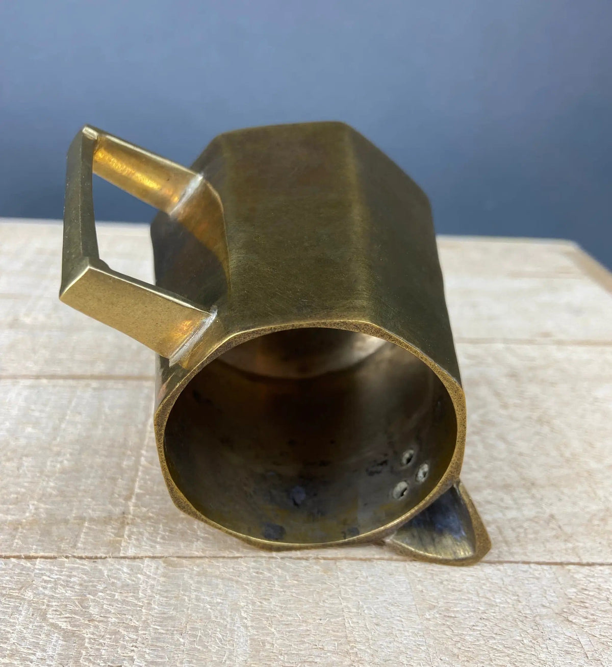 Antique Brass Creamer and Sugar Dish | Heavy Brass Containers with Handles | Kitchen Accessories | Collectors & Hosts
