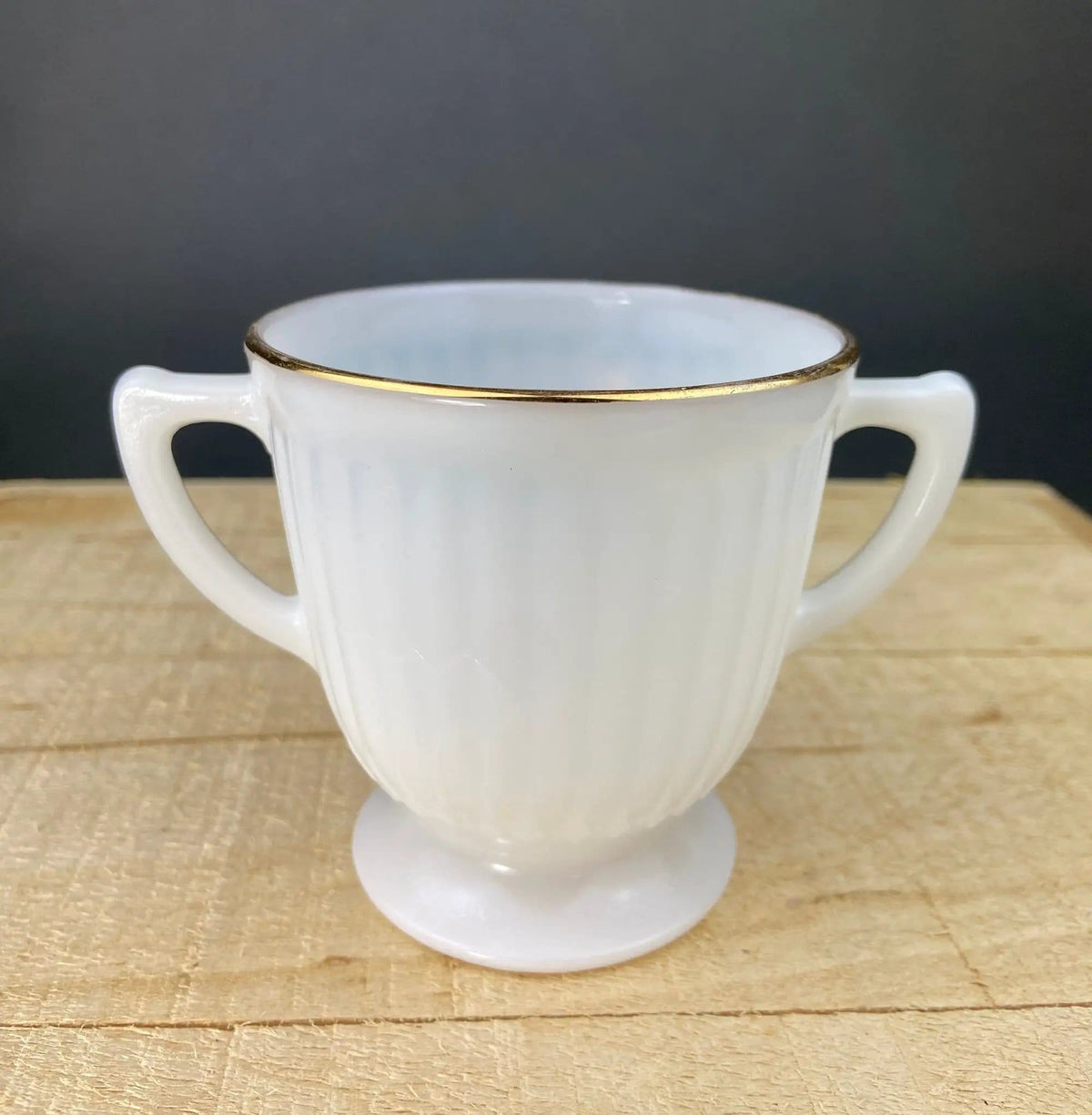 Monax Petalware Opalescent Creamer and Sugar Bowl | White with Gold Brim Depression Glass Creamer and Sugar Bowl | Collectible Vintage | Collectors & Hosts