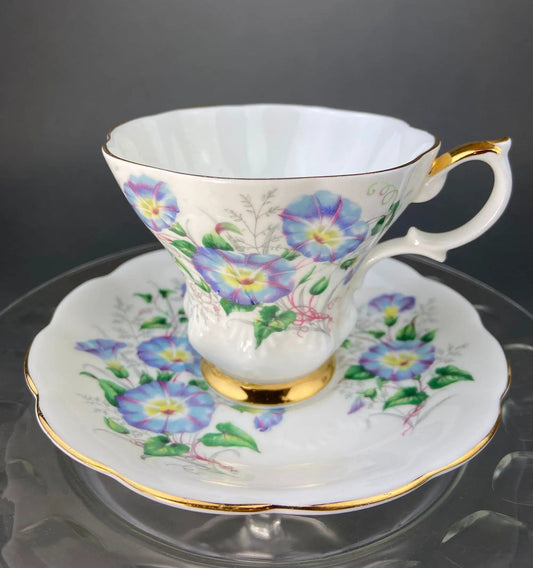 Vintage Royal Albert Tea Cup and Saucer: Bone China Morning Glory | Collectible Vintage | Pre-Owned Piece | Collectors & Hosts
