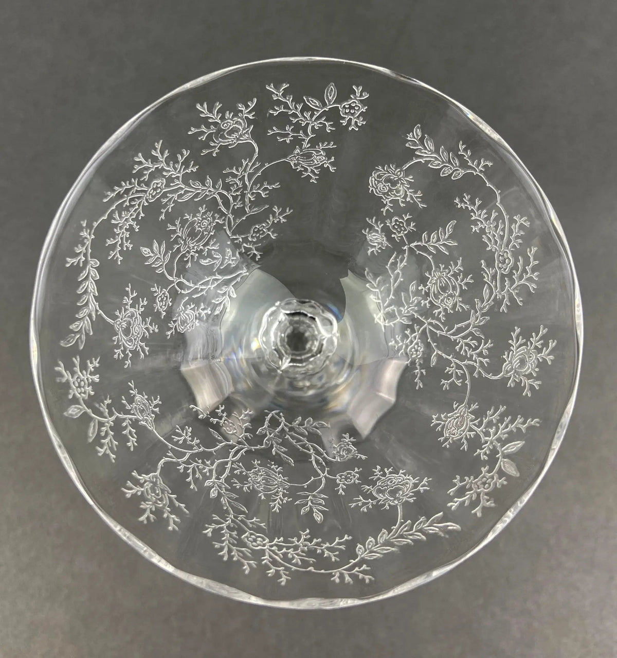 Fostoria Claret Wine Glasses | Set Of Two | Chintz Motif | Vintage Stemware