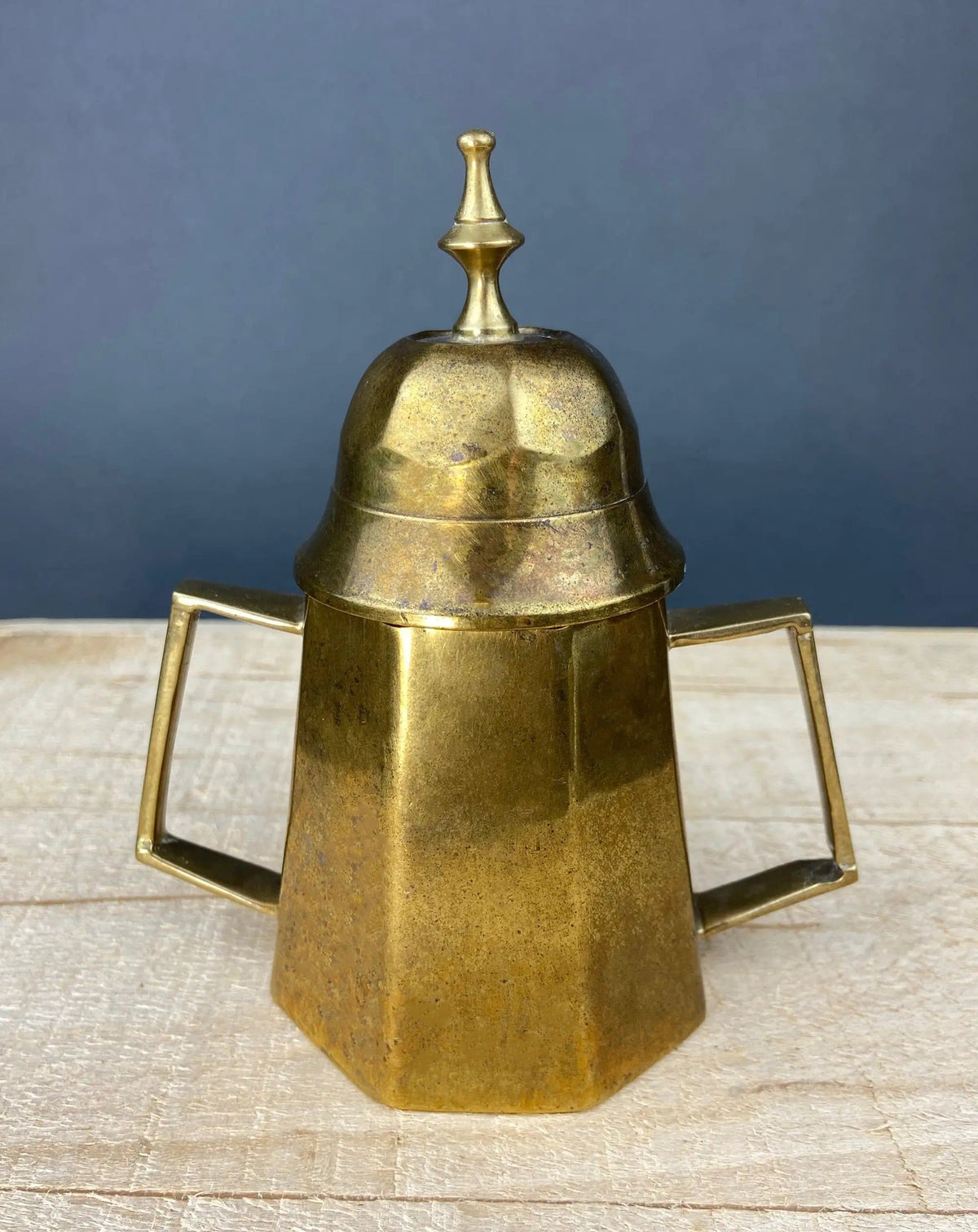 Antique Brass Creamer and Sugar Dish | Heavy Brass Containers with Handles | Kitchen Accessories | Collectors & Hosts
