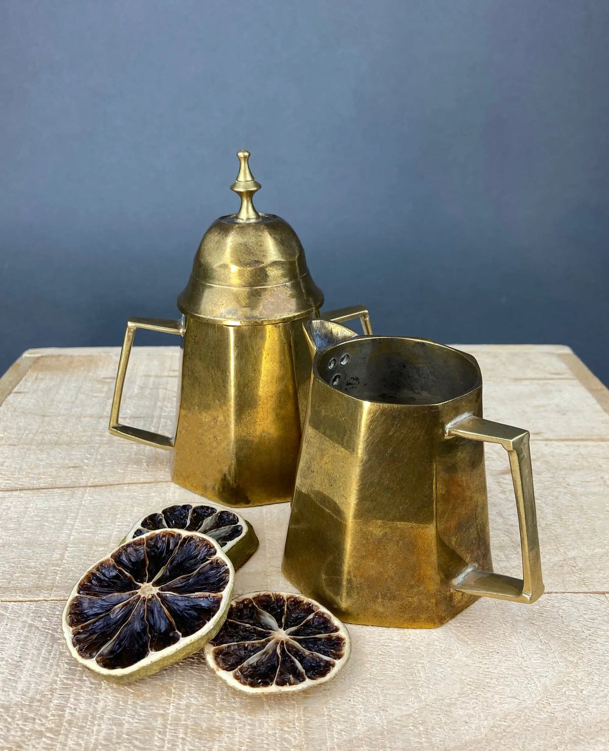 Vintage Metal Coffee Pot, Tea Pot with Creamer & Sugar Bowl with Black Handles | Marked WE B.P.M.S | Collectible Vintage | Collectors & Hosts
