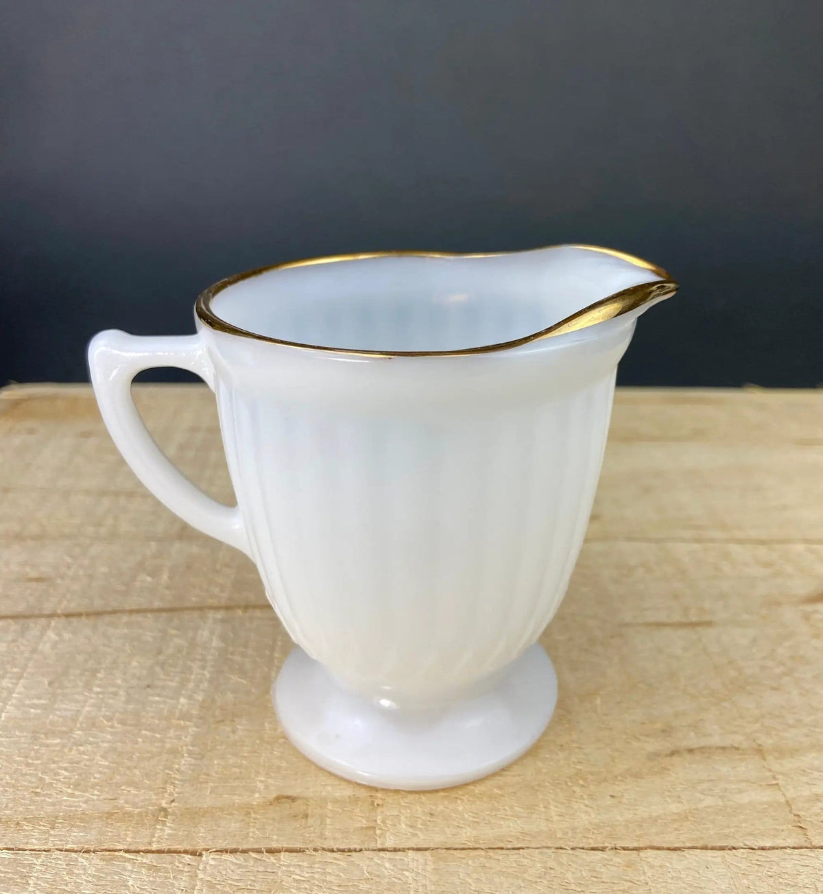 Monax Petalware Opalescent Creamer and Sugar Bowl | White with Gold Brim Depression Glass Creamer and Sugar Bowl | Collectible Vintage | Collectors & Hosts