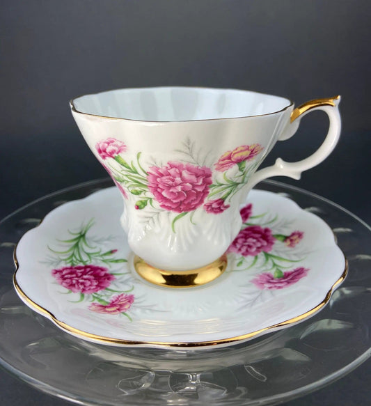 Vintage Royal Albert Tea Cup and Saucer | Carnation | Friendship Series | Collectors & Hosts