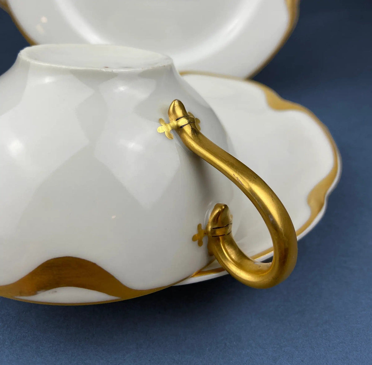 Antique Limoges Porcelain Tea Set/Trio | Teacup, Saucer & Bread/Butter Plate | Silver Anniversary | Collectors & Hosts