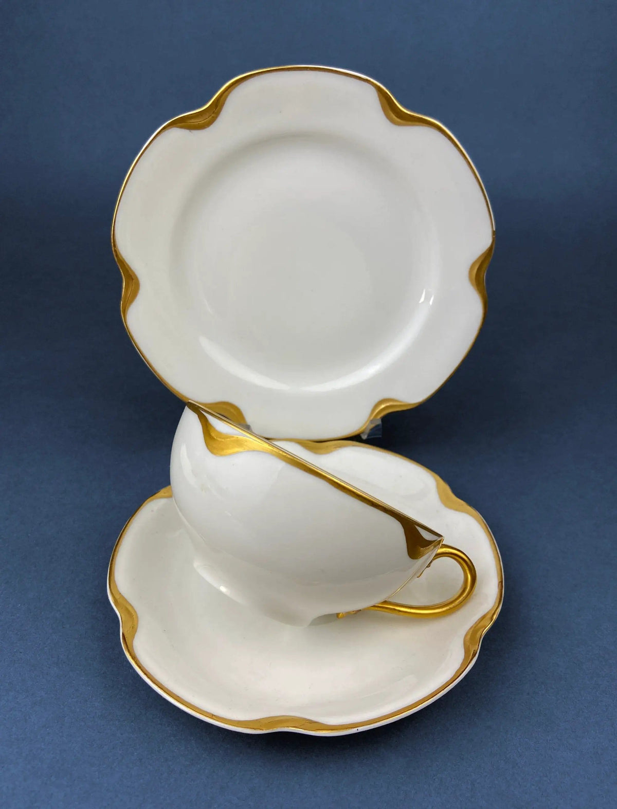 Antique Limoges Porcelain Tea Set/Trio | Teacup, Saucer & Bread/Butter Plate | Silver Anniversary | Collectors & Hosts