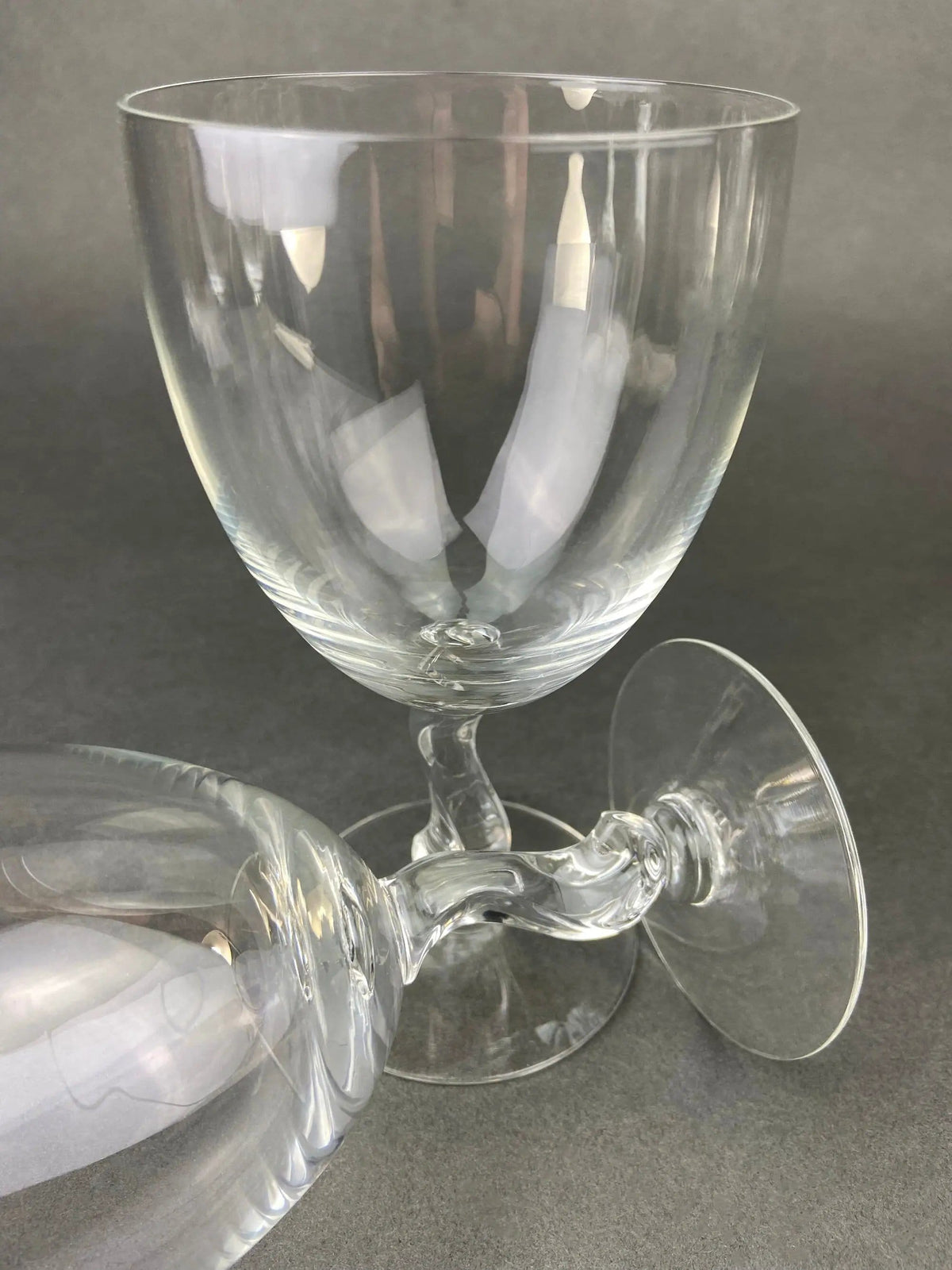 Fostoria Contour Clear Crystal Goblets with S-Shaped Stem | Set of Seven Water or Juice Stemware | Luxurious Barware | Gift for Him