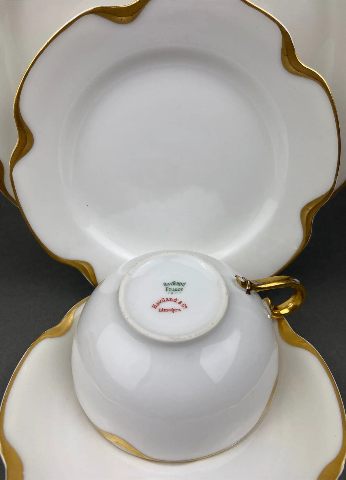 Antique Limoges Porcelain Tea Set/Trio | Teacup, Saucer & Bread/Butter Plate | Silver Anniversary | Collectors & Hosts