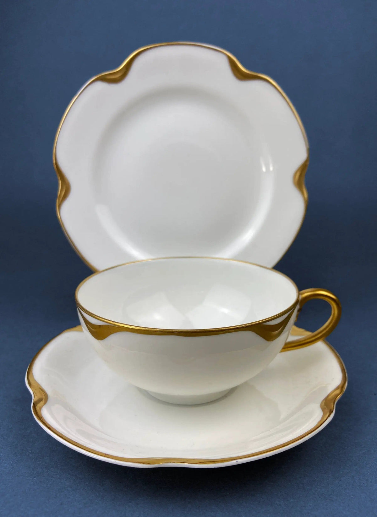Antique Limoges Porcelain Tea Set/Trio | Teacup, Saucer & Bread/Butter Plate | Silver Anniversary | Collectors & Hosts