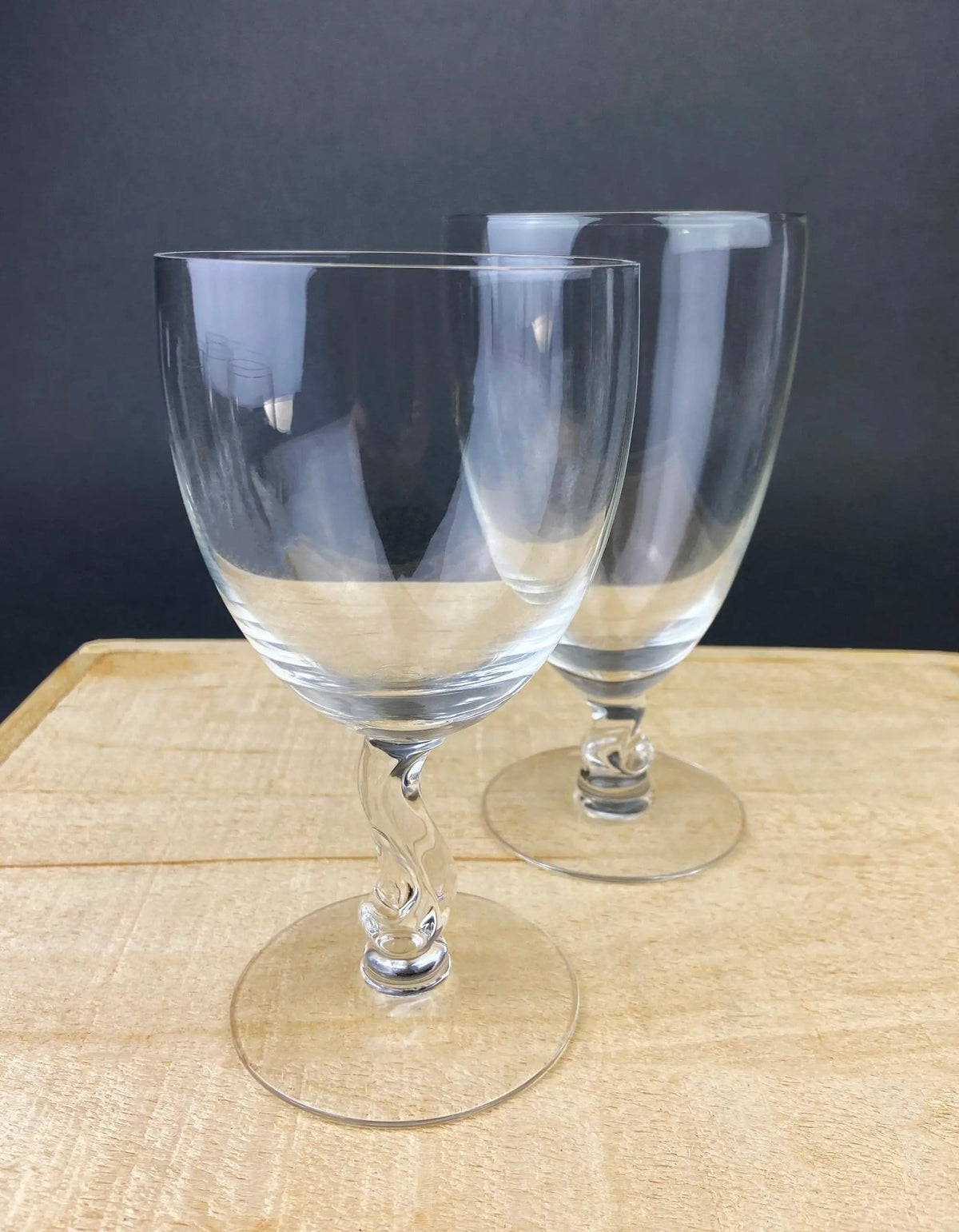 Fostoria Contour Clear Crystal Goblets with S-Shaped Stem | Set of Seven Water or Juice Stemware | Luxurious Barware | Gift for Him