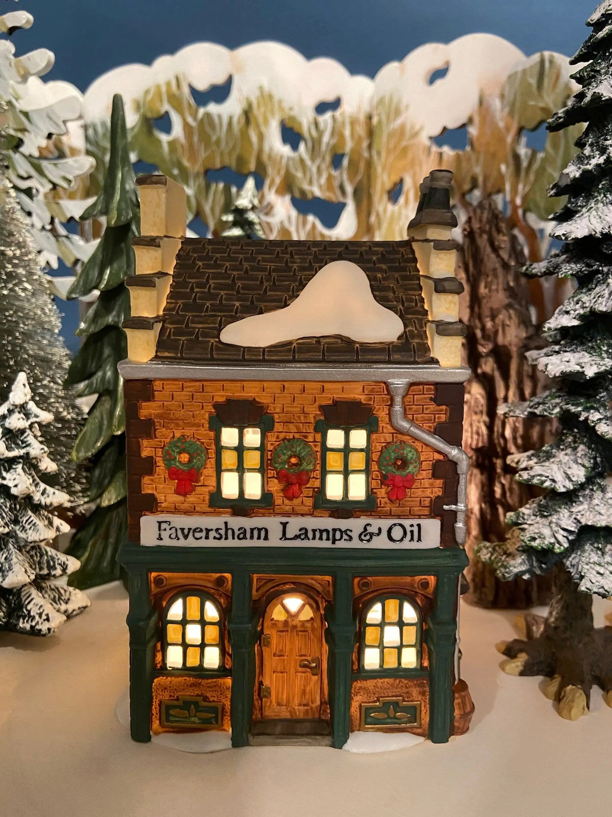 Department 56 Illuminated Christmas Village House | Faversham Lamps & Oil | Wicking, Whale Coal Oil, Glass Chimneys | Collectors & Hosts