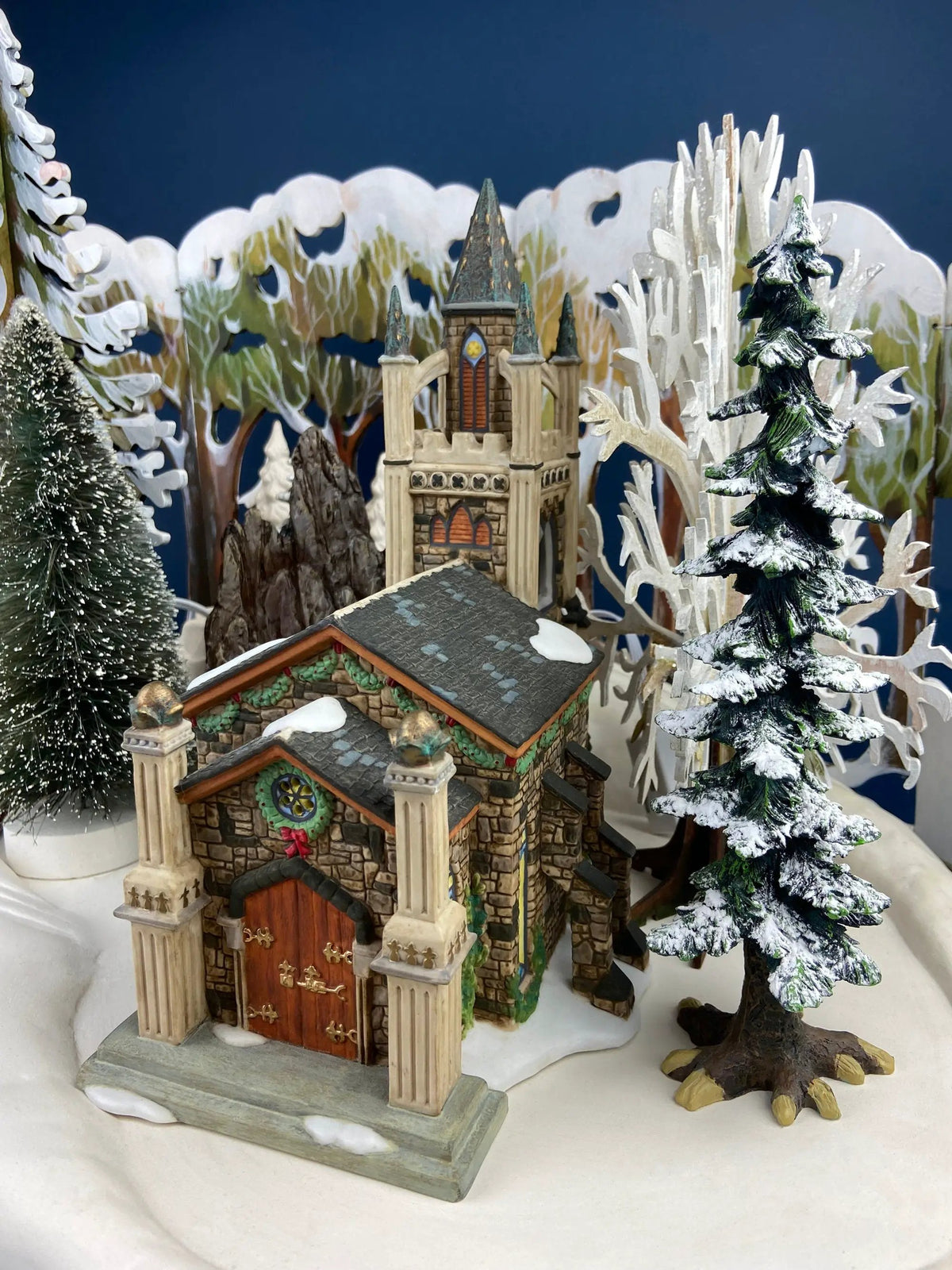 Illuminated Porcelain Village Cathedral | Light Kit | Hand Painted | Large
