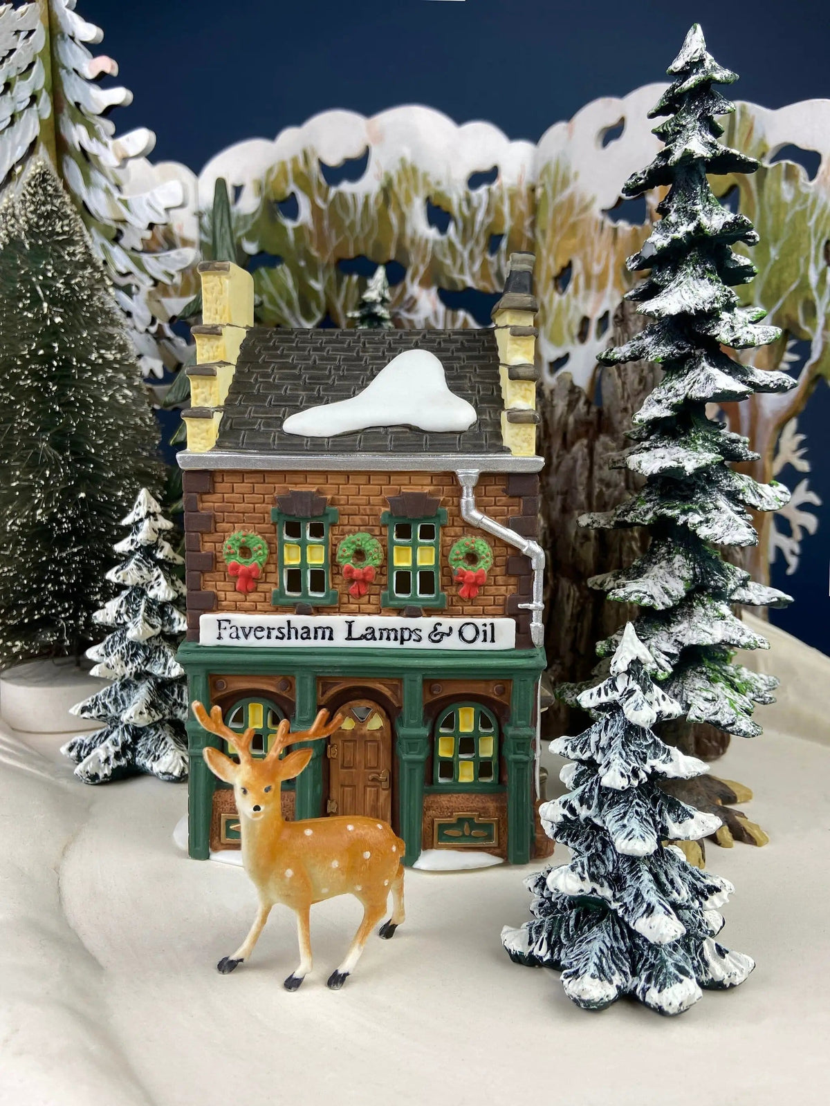 Department 56 Illuminated Christmas Village House | Faversham Lamps & Oil | Wicking, Whale Coal Oil, Glass Chimneys | Collectors & Hosts