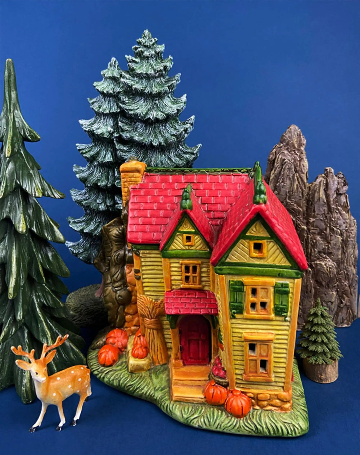Haunted Porcelain Pumpkin House | Hand-Painted Illuminated Village Accessory | Fall/Thanksgiving/Halloween Celebration | Collectors & Hosts