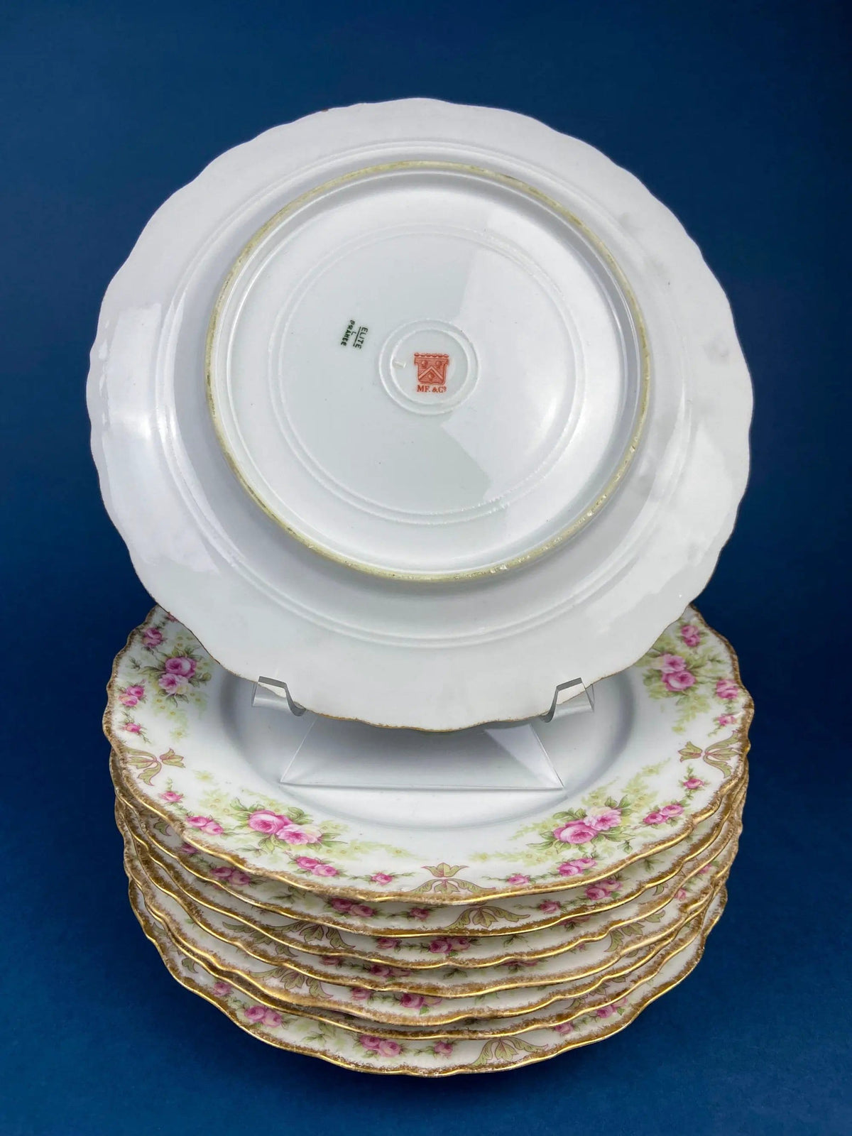 Royal Limoges Dessert Plates (Set of 4): Antique Hand-Painted Rose Garland | Collectible Vintage | Pre-Owned Piece | Collectors & Hosts