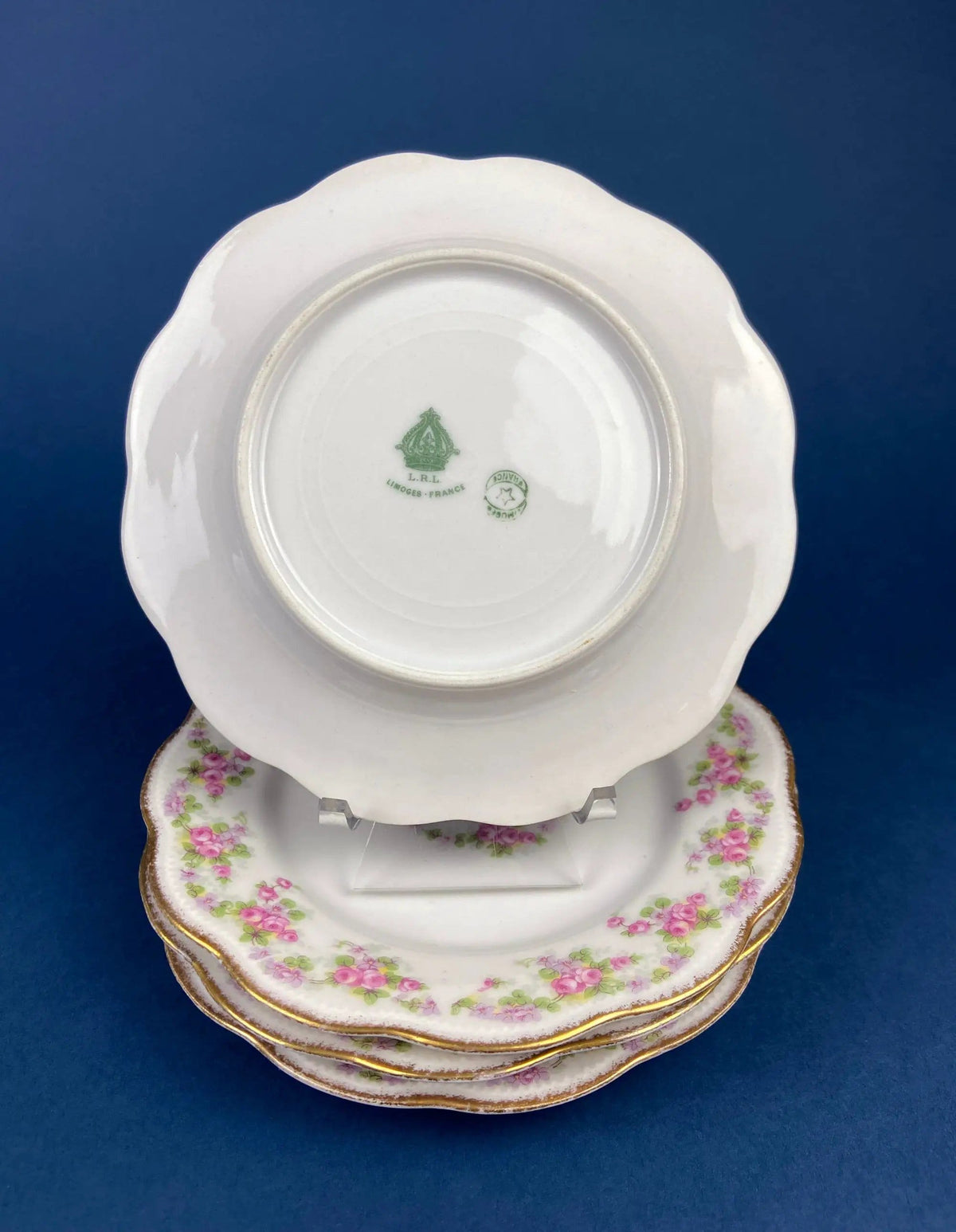 Royal Limoges Dessert Plates (Set of 4): Antique Hand-Painted Rose Garland | Collectible Vintage | Pre-Owned Piece | Collectors & Hosts