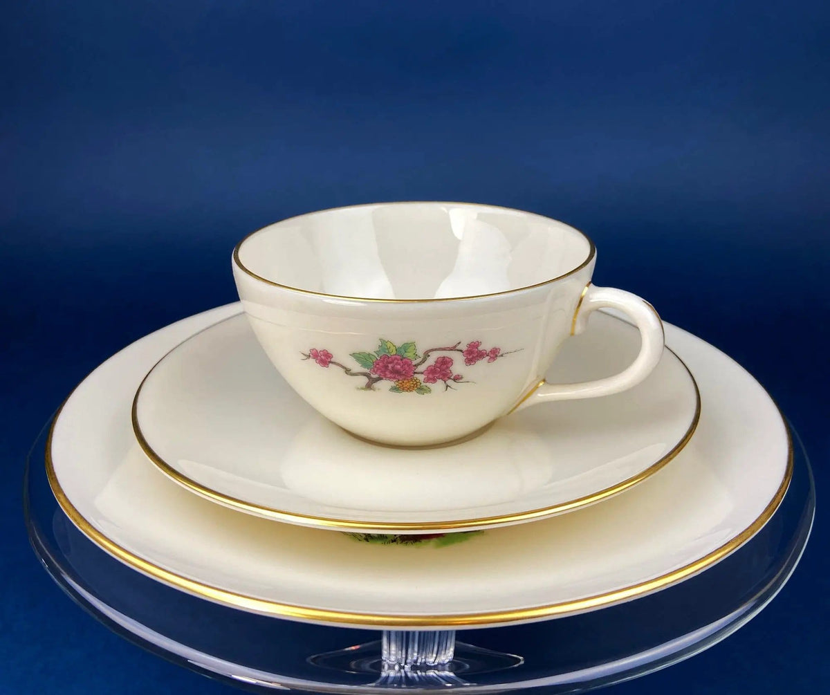 Lenox Tea Cup & Saucer | Creamy White with Gold Rim Tea or Coffee Set | Olympia by Lenox | Collectors & Hosts