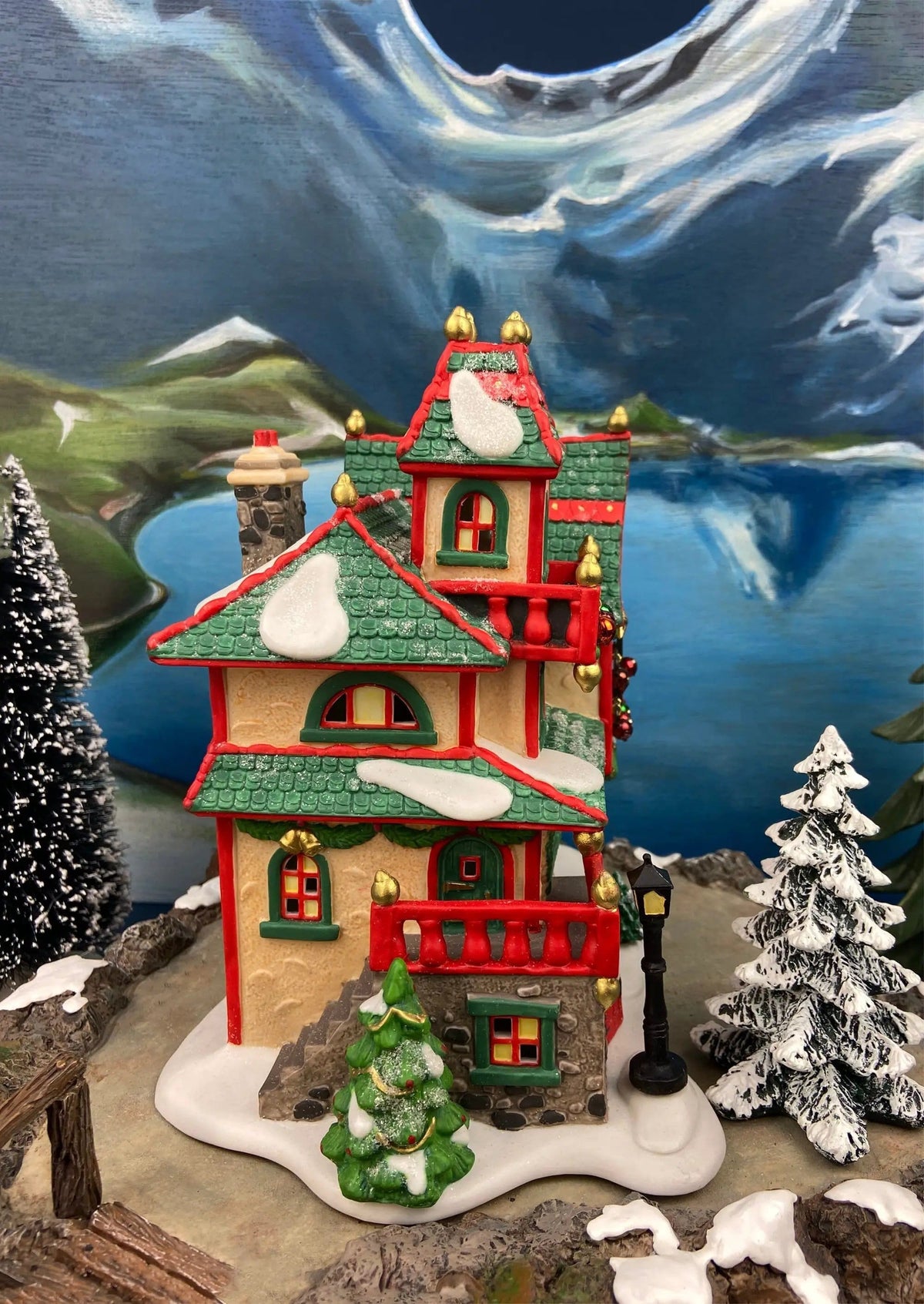 Department 56 North Pole Series Illuminated Christmas Village House - Glass Ornament Works | Collectible Vintage | Pre-Owned Piece | Collectors & Hosts