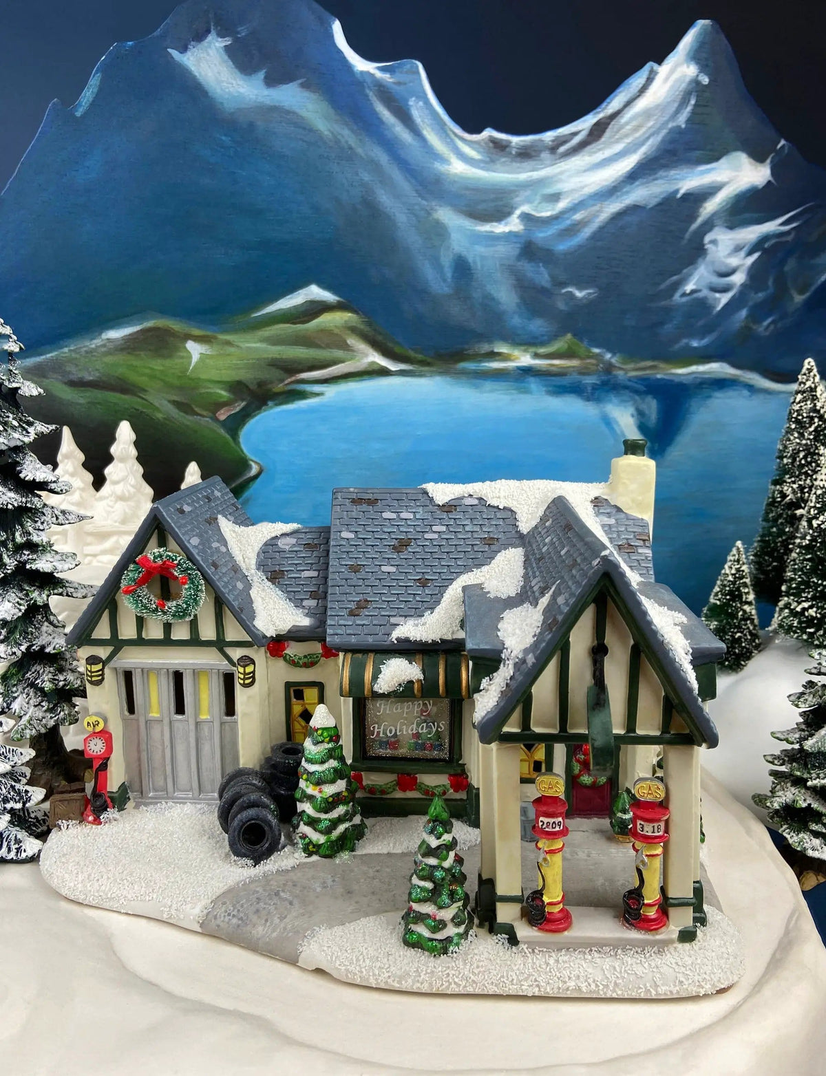 Porcelain Train Station with Clock Tower | Illuminated Christmas Village House | Holiday Decor | Collectors & Hosts