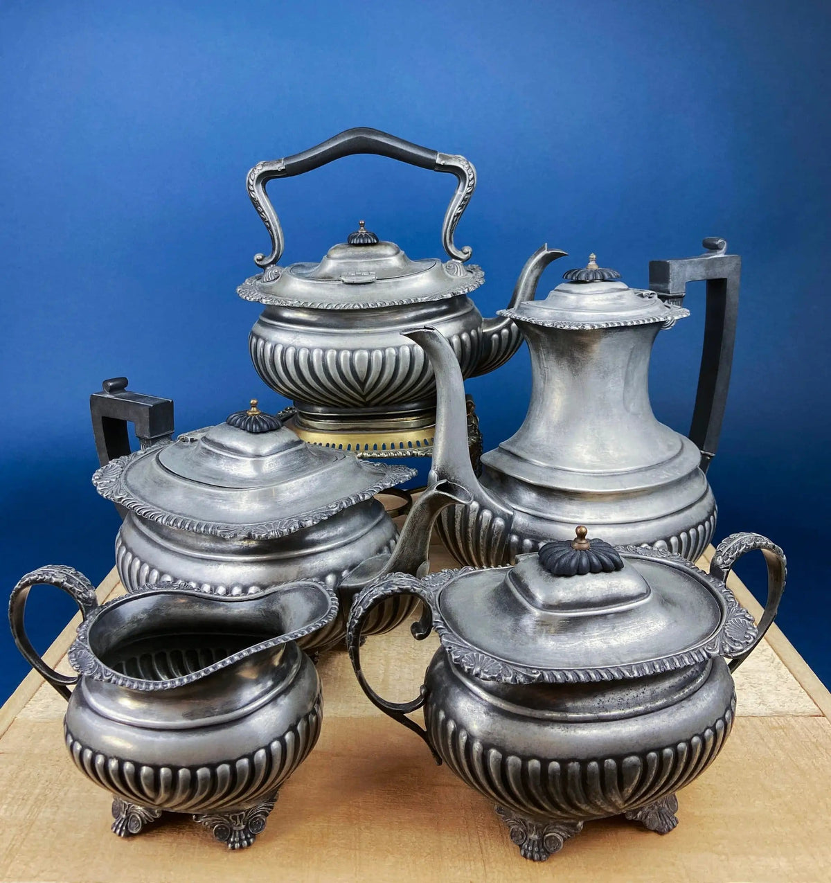 Pewter Teapot by Etain Zinn | Etched with Heart and Cupids Antique Teapot | Spout Shaped like Eagle | Collectors & Hosts