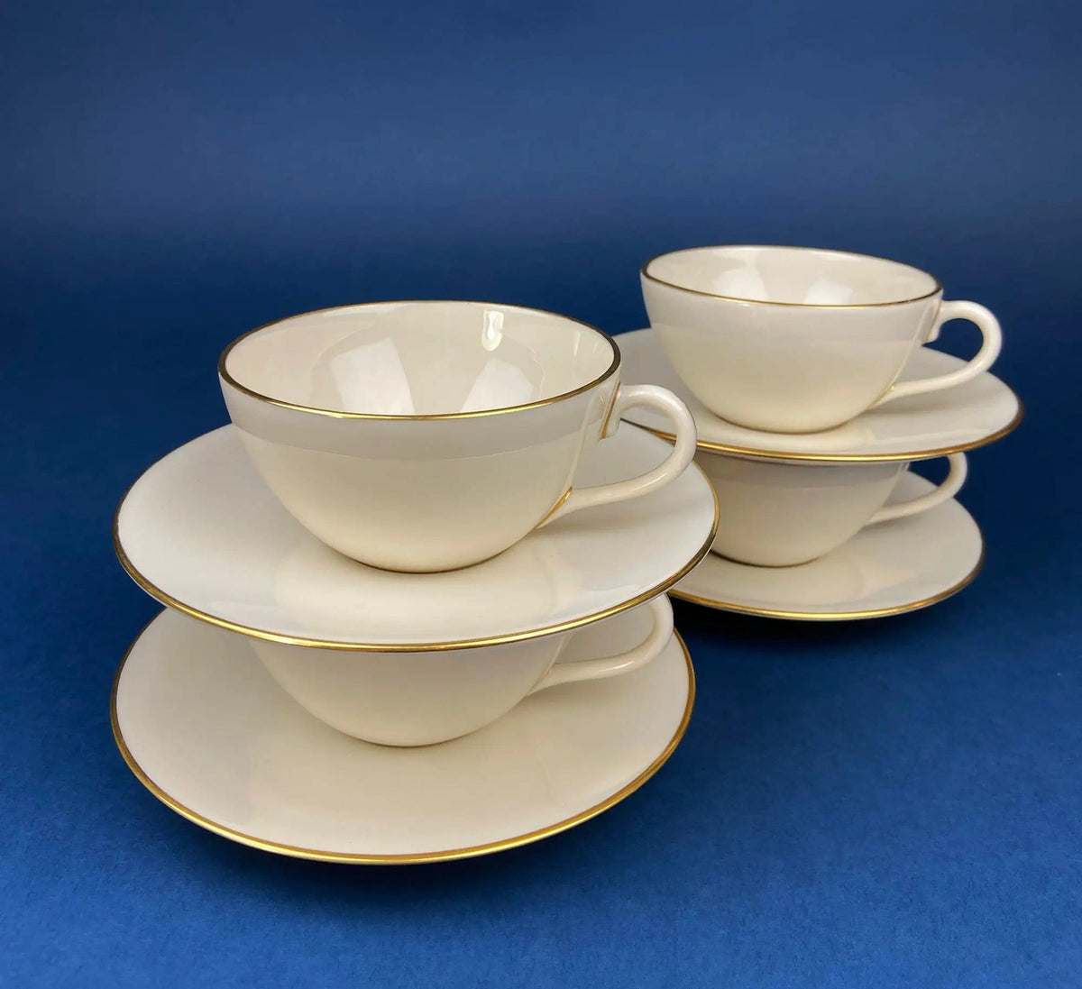 Lenox Tea Cup & Saucer | Creamy White with Gold Rim Tea or Coffee Set | Olympia by Lenox | Collectors & Hosts