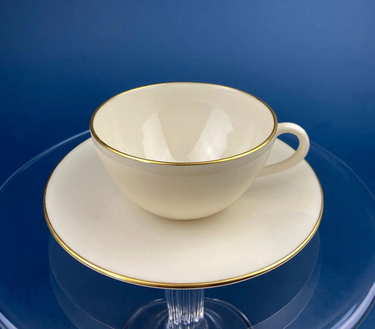 Lenox Tea Cup & Saucer | Creamy White with Gold Rim Tea or Coffee Set | Olympia by Lenox | Collectors & Hosts