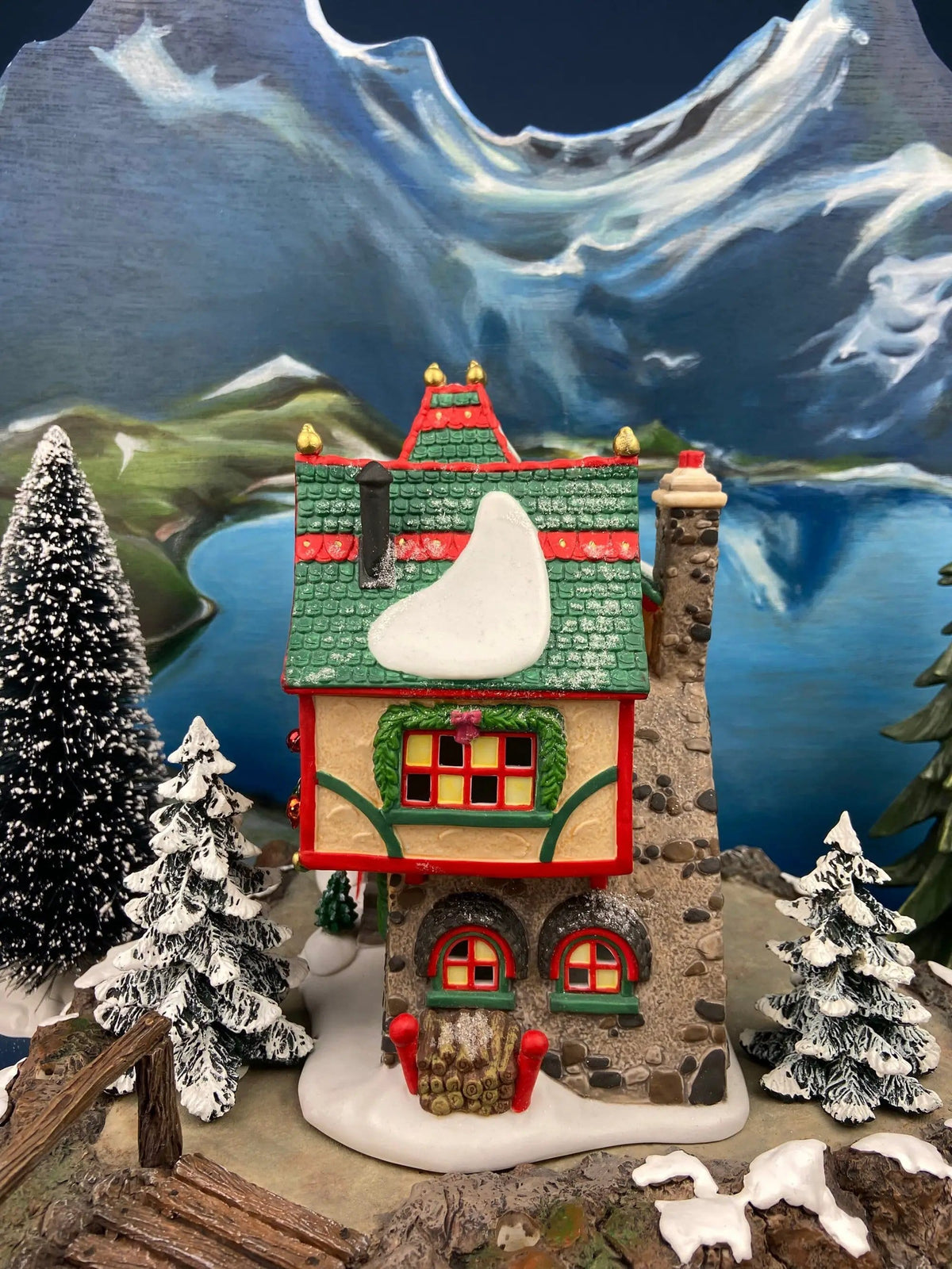 Department 56 North Pole Series Illuminated Christmas Village House - Glass Ornament Works | Collectible Vintage | Pre-Owned Piece | Collectors & Hosts