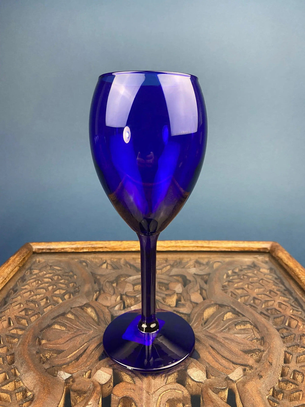 Cobalt Blue Wine Glasses | Set of Six Stemware | Dark Blue Modern Glasses | Collectors & Hosts