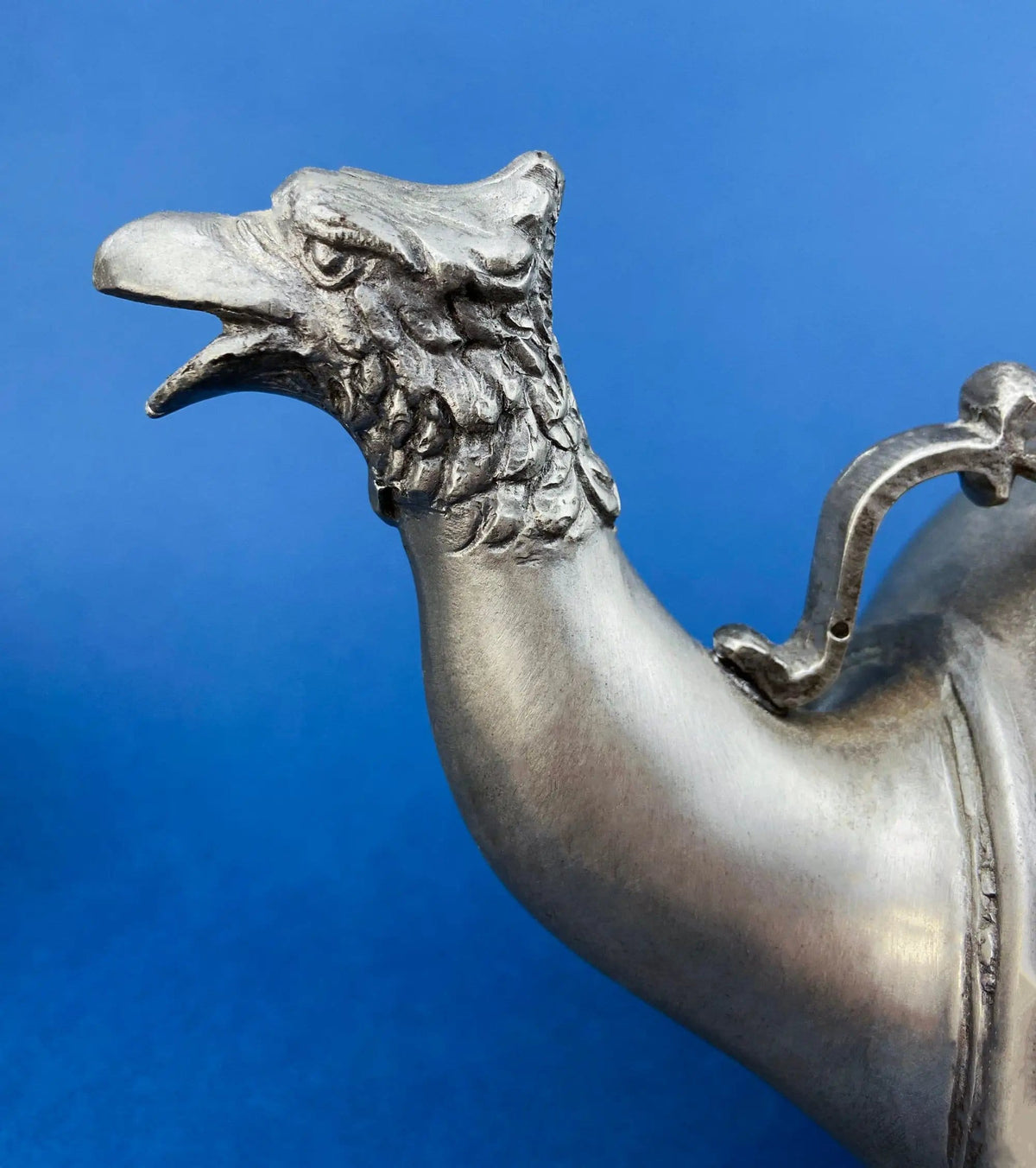 Pewter Teapot by Etain Zinn | Etched with Heart and Cupids Antique Teapot | Spout Shaped like Eagle | Collectors & Hosts