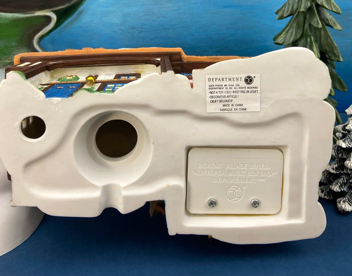 Illuminated Aldeburgh Music Box Shop | Celebrating Music | Christmas Village Porcelain House and Built-in Music Box | Collectors & Hosts