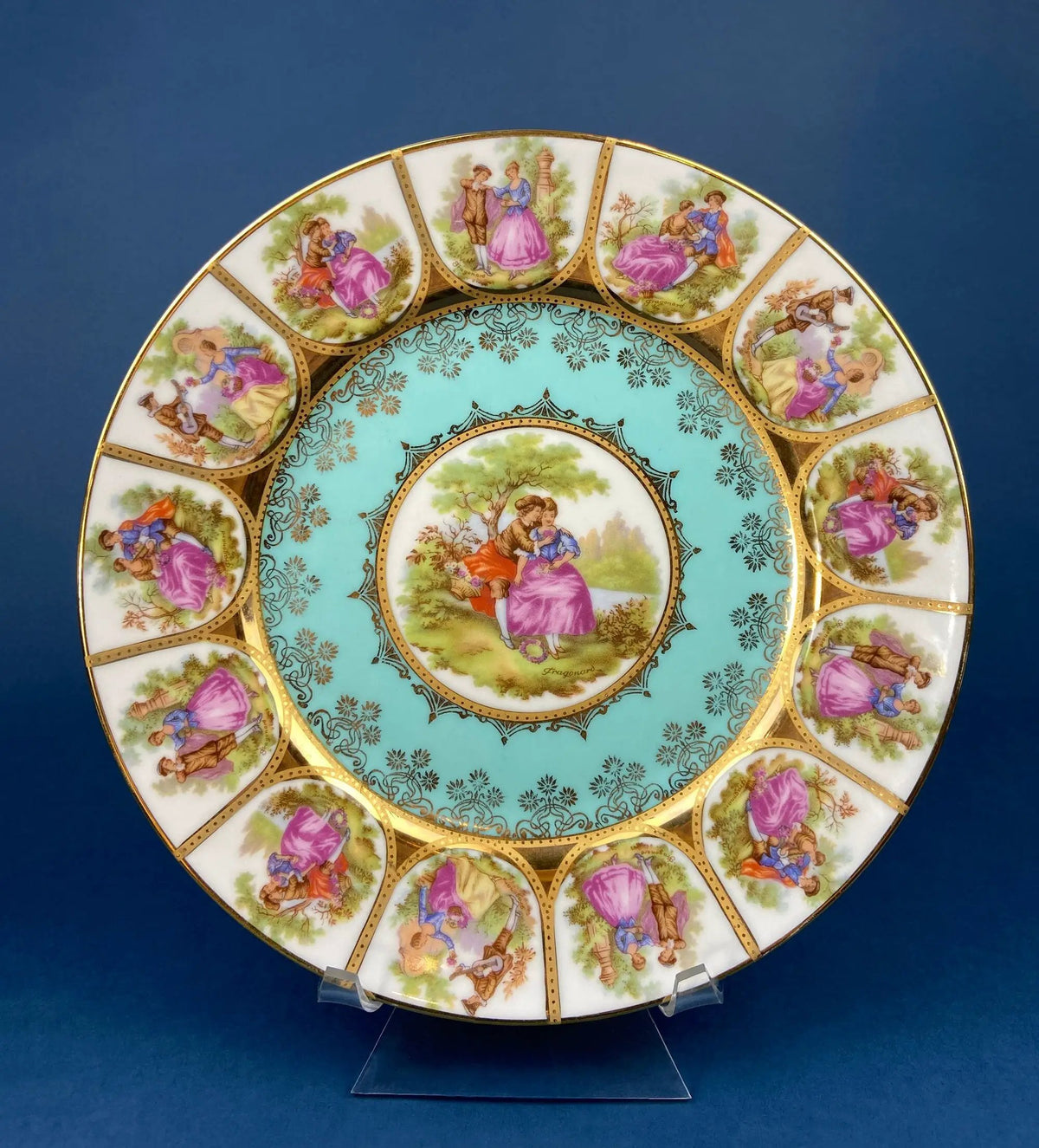 Vintage Porcelain Cake Stand | Hand Painted Tea Rose | 12 Inch Diameter