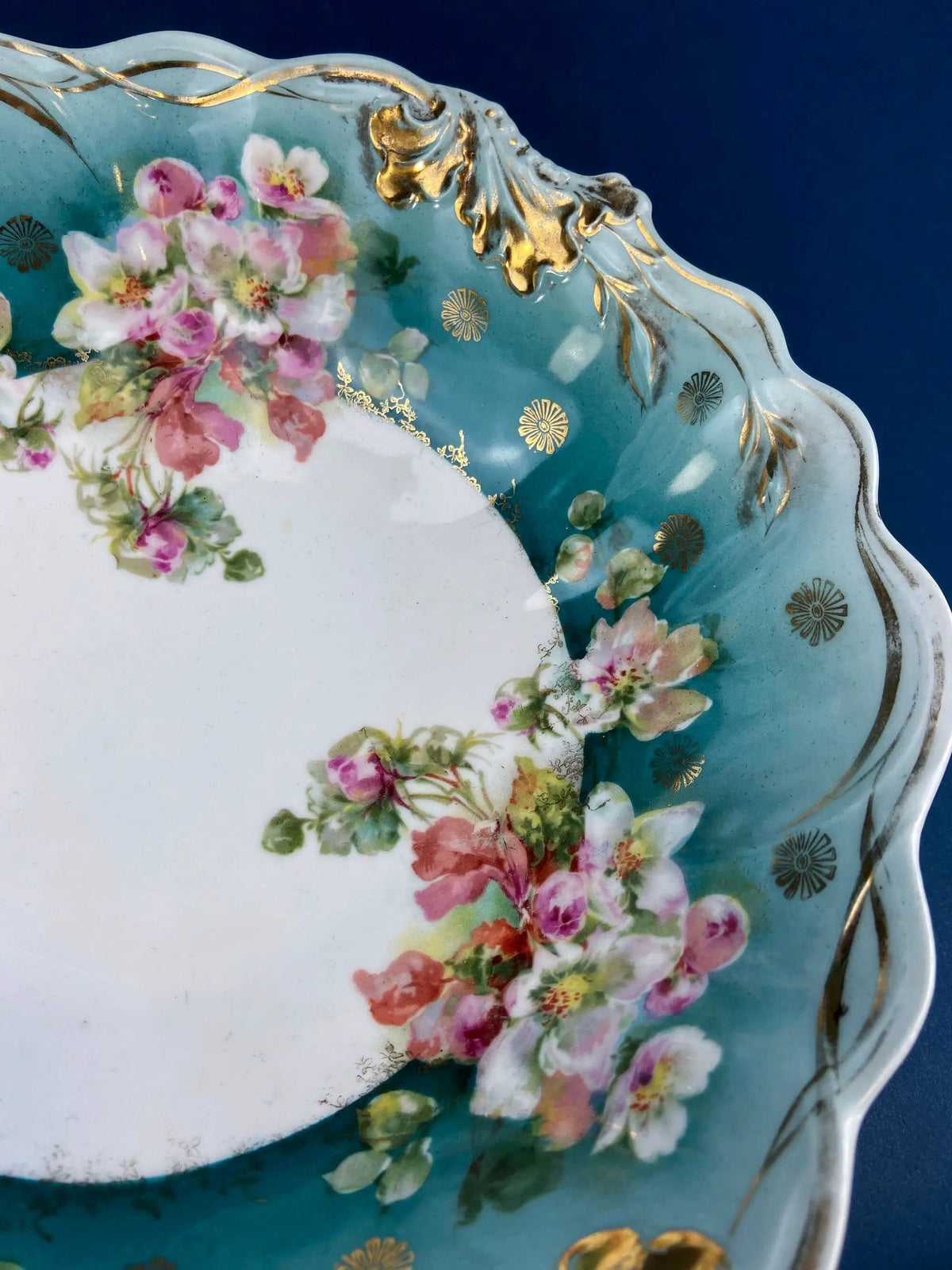 Antique Plate and Bowl by Milton, Imperial Vienna | Hand-Painted Tea Roses | Collectible Dessert Plate and Serving Bowl | Collectors & Hosts