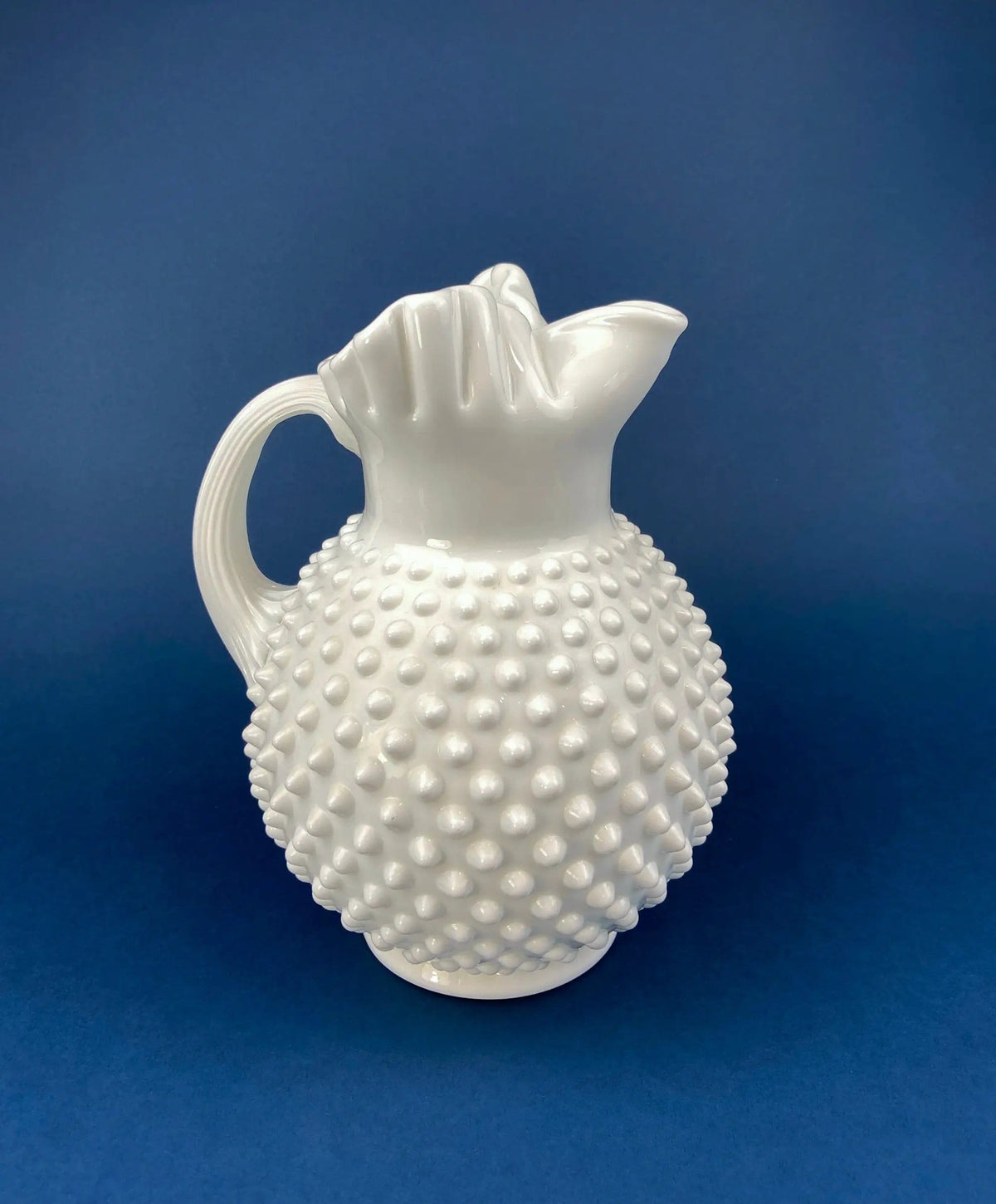 Large Milk Glass Pitcher with Hobnail Pattern and 3 Matching Tall Glasses | Juice Punch Milk Water Jug | Dining Room Decor | Collectors & Hosts