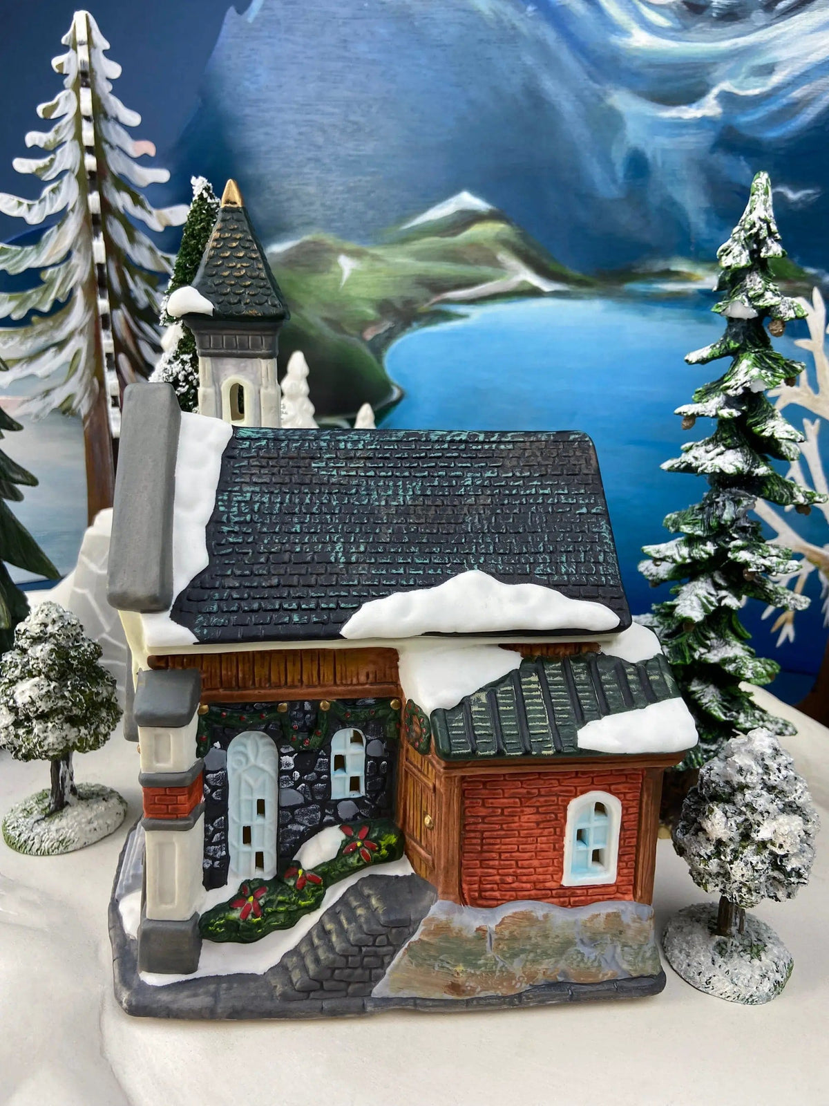 Christmas Village Church with Stained Glass Window | Illuminated House of Worship | Holiday Decor | Collectors & Hosts