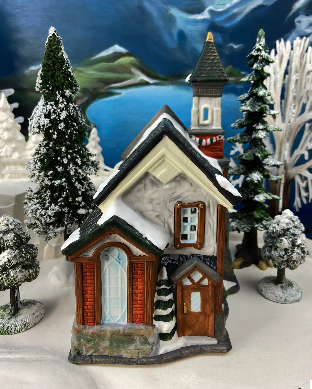 Christmas Village Church with Stained Glass Window | Illuminated House of Worship | Holiday Decor | Collectors & Hosts