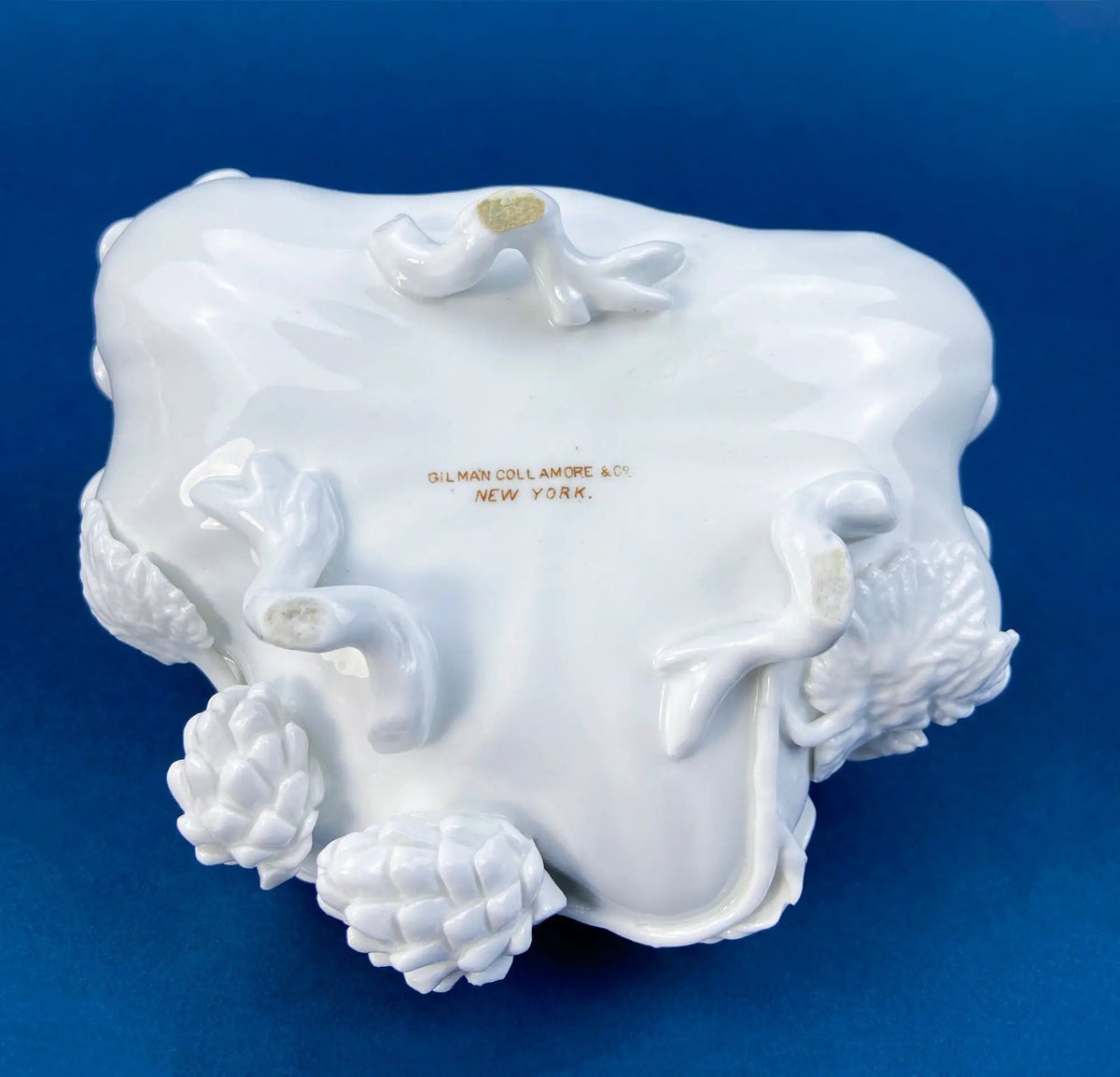 White Porcelain Cupid Soap Dish | Valentine Floral Detail | Heart Bowl | 5 Inch
